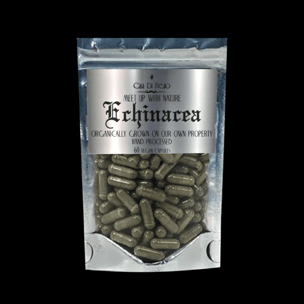 Echinacea capsules in a silver bag.