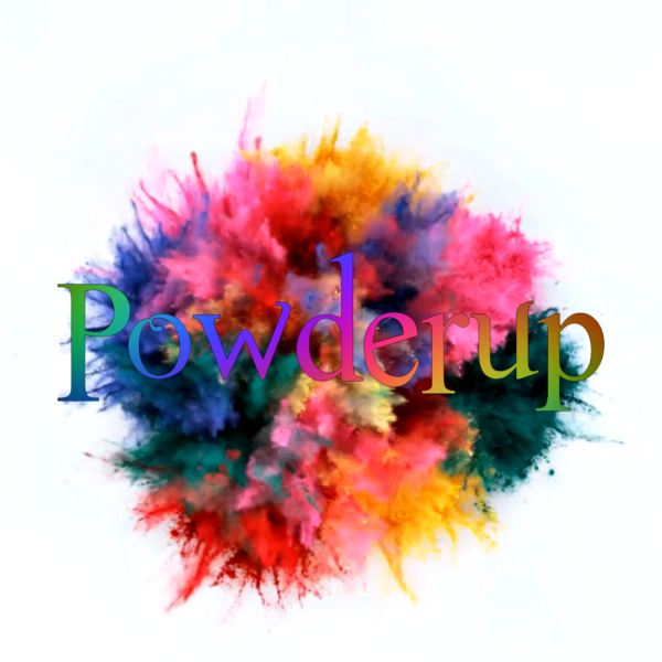 Colorful powder explosion with "Powderup" text.