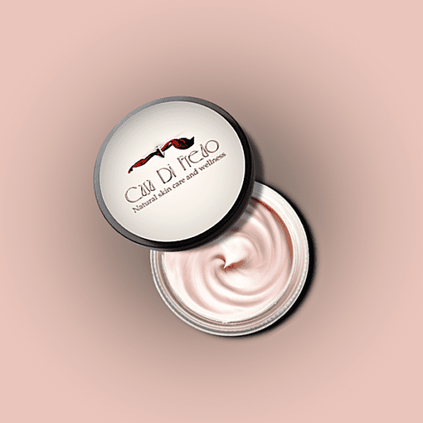 Open jar of "Casa Di Fredo" skin cream.