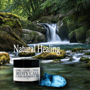 Natural healing cream with waterfall.