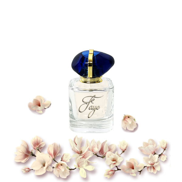 Je Suis Fave perfume bottle with flowers.